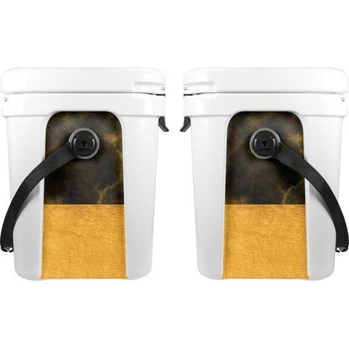Black and Gold Split Marble YETI Roadie 24 Hard Cooler Skin