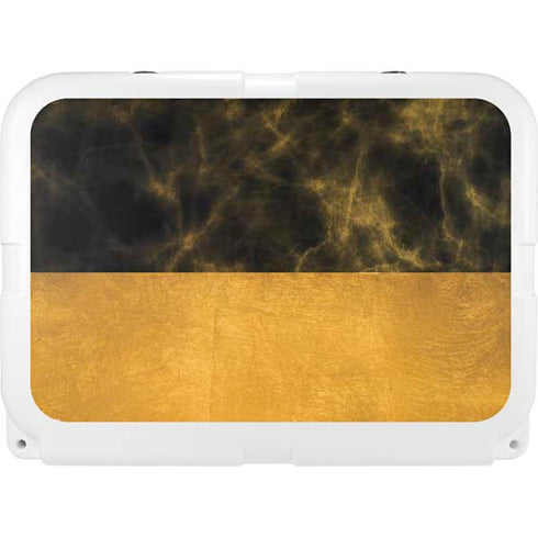 Black and Gold Split Marble YETI Tundra 35 Hard Cooler Skin