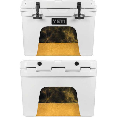 Black and Gold Split Marble YETI Tundra 35 Hard Cooler Skin
