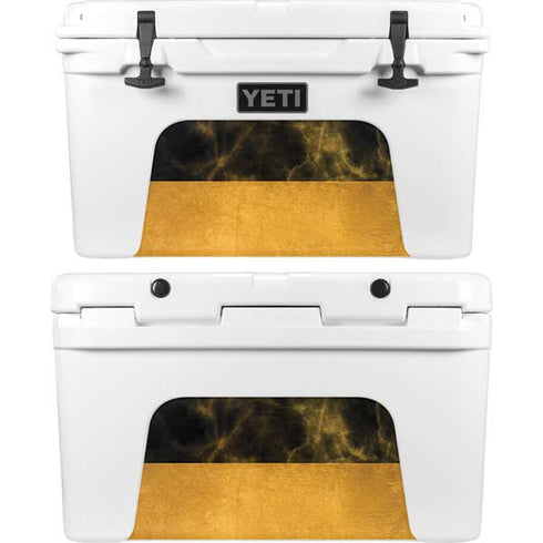 Black and Gold Split Marble YETI Tundra 45 Hard Cooler Skin