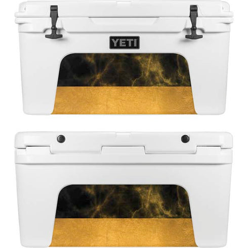 Black and Gold Split Marble YETI Tundra 65 Hard Cooler Skin