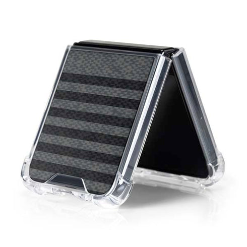Black and Grey Stripes Galaxy Z Flip5 5G Clear Case