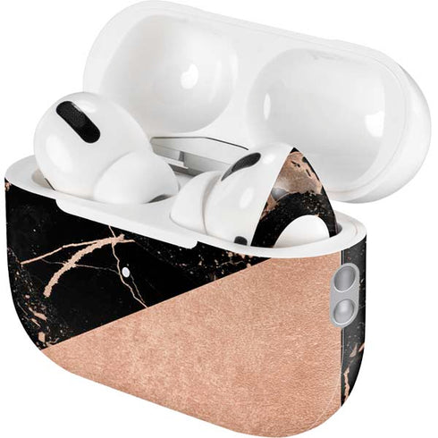 Black and Rose Gold Marble Split AirPods Pro 2nd Gen Skin