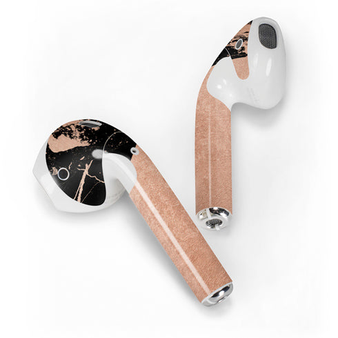 Black and Rose Gold Marble Split Apple AirPods 2 Skin