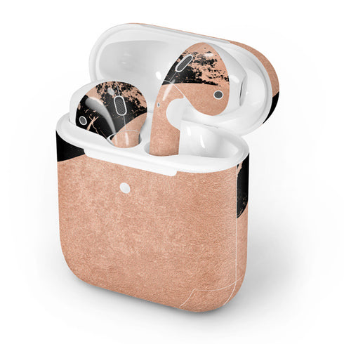 Black and Rose Gold Marble Split Apple AirPods 2 Skin