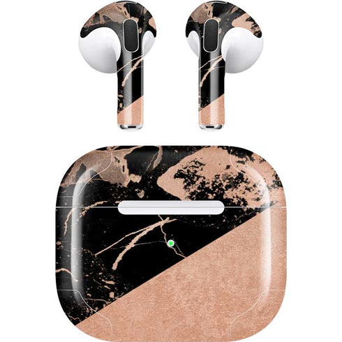Black and Rose Gold Marble Split Apple AirPods (3rd Gen 2021) Skin