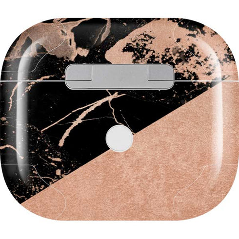Black and Rose Gold Marble Split Apple AirPods (3rd Gen 2021) Skin