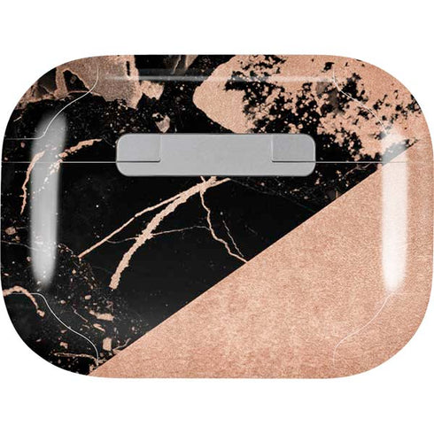 Black and Rose Gold Marble Split Apple AirPods Pro Skin