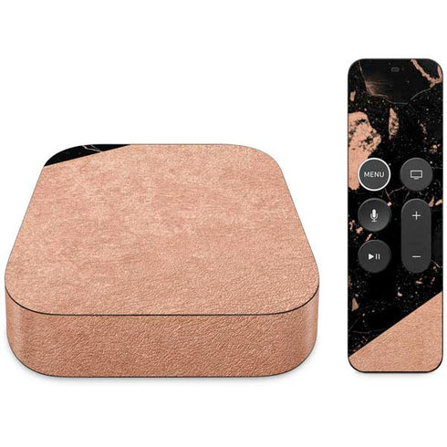 Black and Rose Gold Marble Split Apple TV Skin
