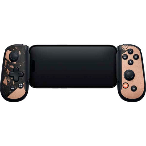 Black and Rose Gold Marble Split Backbone One for iPhone Game Controller Skin