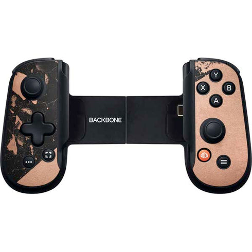 Black and Rose Gold Marble Split Backbone One for iPhone Game Controller Skin
