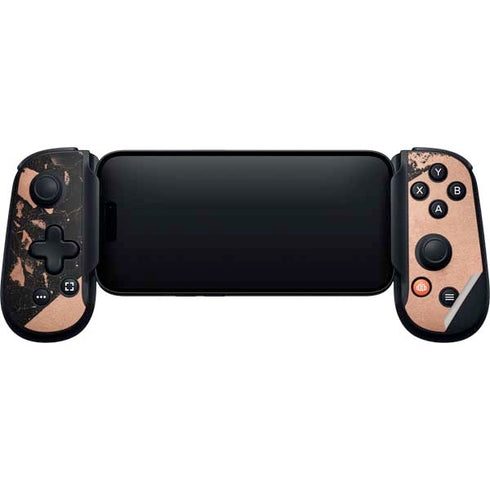 Black and Rose Gold Marble Split Backbone One for iPhone Game Controller Skin