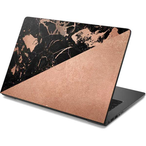 Black and Rose Gold Marble Split Dell Chromebook Skin