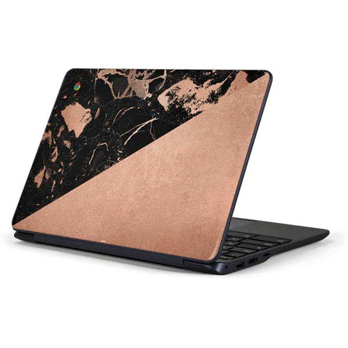 Black and Rose Gold Marble Split Samsung Chromebook Skin