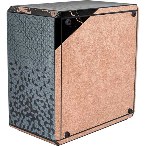 Black and Rose Gold Marble Split Cooler Master MasterBox Q300L Mini Tower Skin