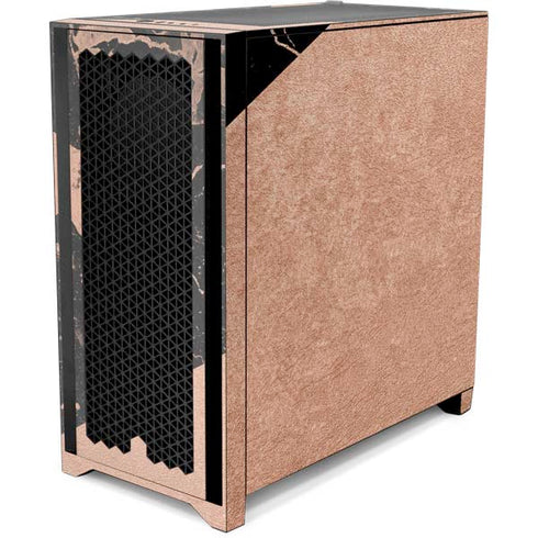 Black and Rose Gold Marble Split Corsair 4000D Tempered Glass Mid-Tower ATX Case Skin