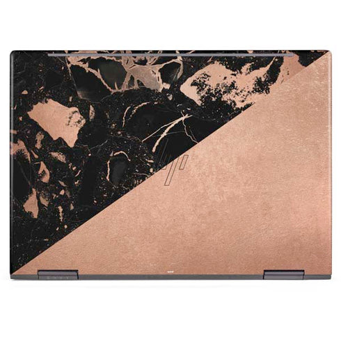 Black and Rose Gold Marble Split HP Envy Skin