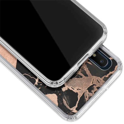 Black and Rose Gold Marble Split Galaxy A10e Clear Case