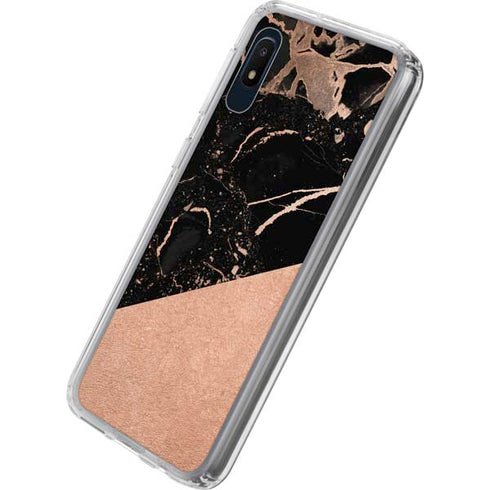 Black and Rose Gold Marble Split Galaxy A10e Clear Case