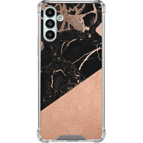 Black and Rose Gold Marble Split Galaxy A13 5G Clear Case