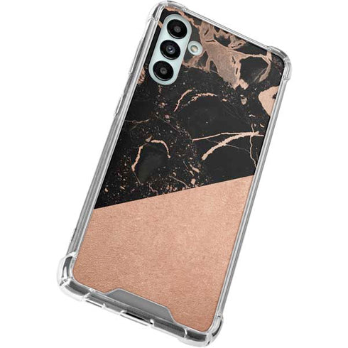 Black and Rose Gold Marble Split Galaxy A13 5G Clear Case