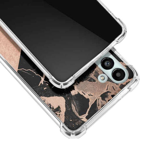 Black and Rose Gold Marble Split Galaxy A13 5G Clear Case