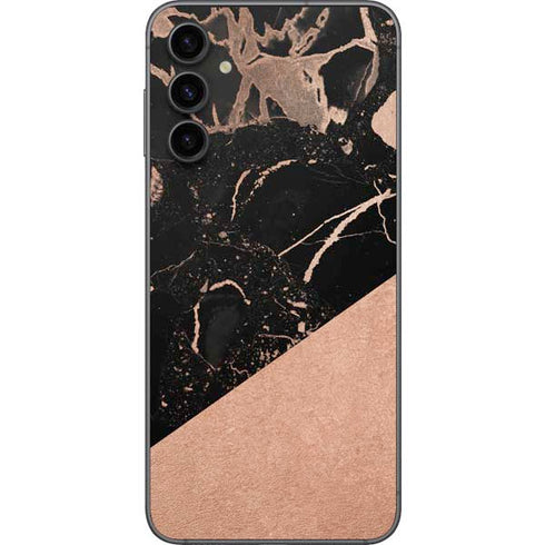Black and Rose Gold Marble Split Galaxy A14 5G Skin