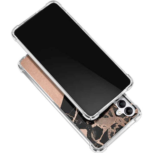Black and Rose Gold Marble Split Galaxy A15 5G Clear Case