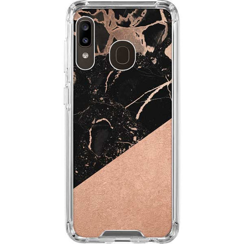 Black and Rose Gold Marble Split Galaxy A30 Clear Case