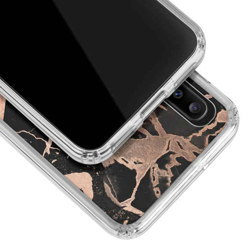 Black and Rose Gold Marble Split Galaxy A30 Clear Case