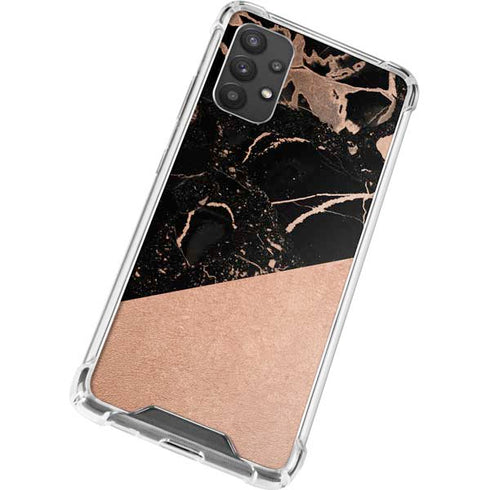 Black and Rose Gold Marble Split Galaxy A32 5G Clear Case