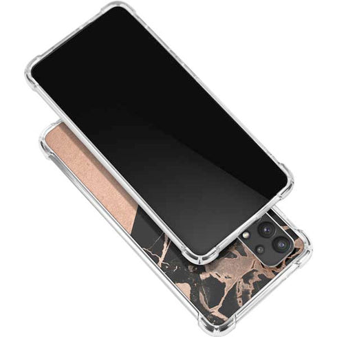 Black and Rose Gold Marble Split Galaxy A32 5G Clear Case