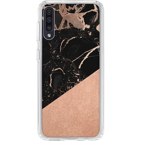 Black and Rose Gold Marble Split Galaxy A50 Clear Case