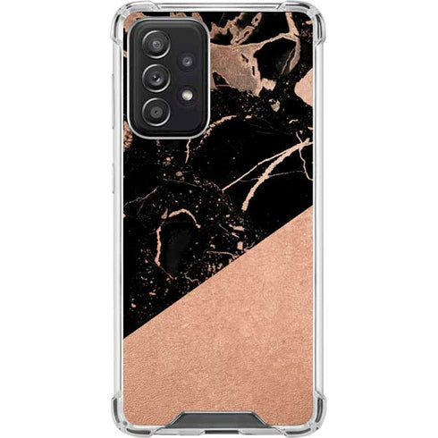 Black and Rose Gold Marble Split Galaxy A52 5G Clear Case