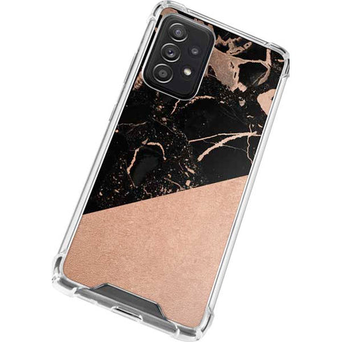 Black and Rose Gold Marble Split Galaxy A52 5G Clear Case