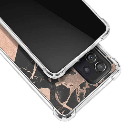 Black and Rose Gold Marble Split Galaxy A52 5G Clear Case