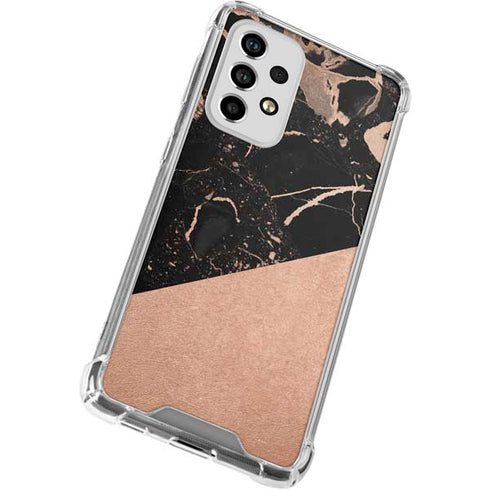 Black and Rose Gold Marble Split Galaxy A53 5G Clear Case