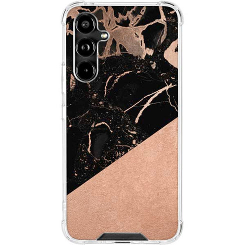 Black and Rose Gold Marble Split Galaxy A54 5G Clear Case