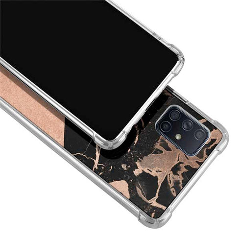 Black and Rose Gold Marble Split Galaxy A71 5G Clear Case