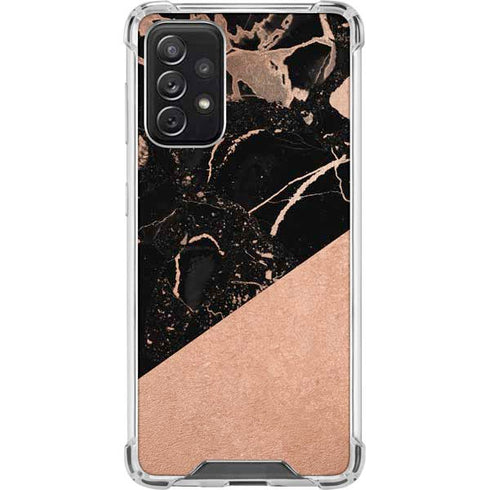 Black and Rose Gold Marble Split Galaxy A72 5G Clear Case