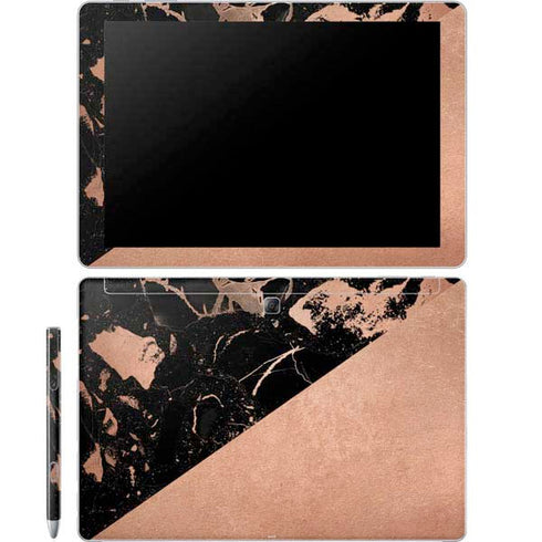 Black and Rose Gold Marble Split Galaxy Book 12in Skin
