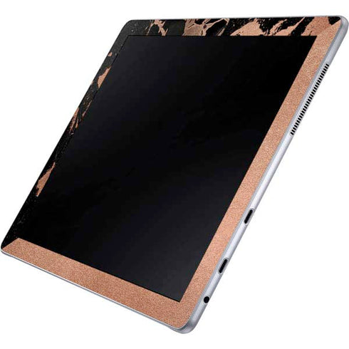 Black and Rose Gold Marble Split Galaxy Book 12in Skin