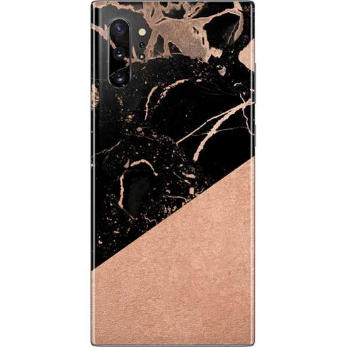 Black and Rose Gold Marble Split Galaxy Note 10 Plus Skin