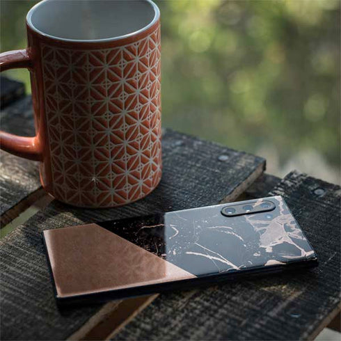 Black and Rose Gold Marble Split Galaxy Note 10 Skin