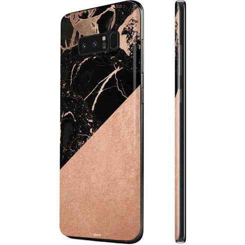 Black and Rose Gold Marble Split Galaxy Note 8 Skin