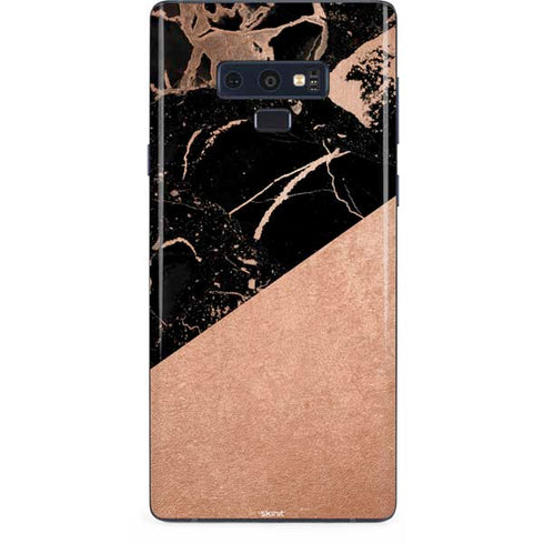 Black and Rose Gold Marble Split Galaxy Note 9 Skin