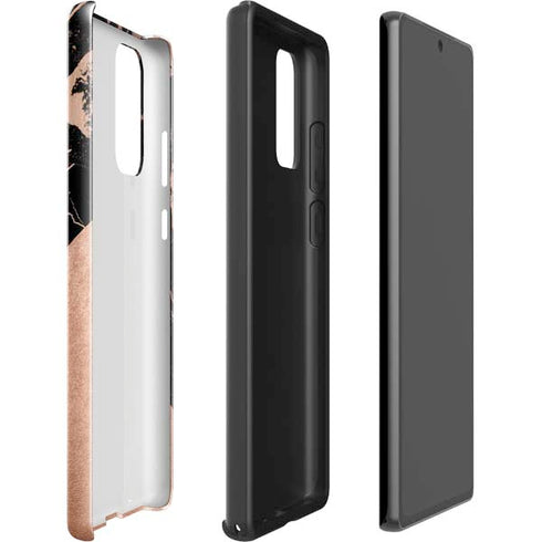 Black and Rose Gold Marble Split Galaxy Note20 5G Pro Case
