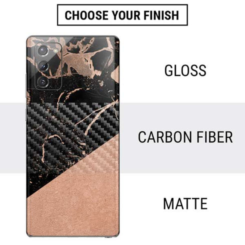 Black and Rose Gold Marble Split Galaxy Note20 5G Skin