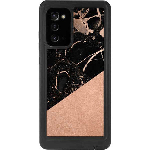 Black and Rose Gold Marble Split Galaxy Note20 5G Waterproof Case