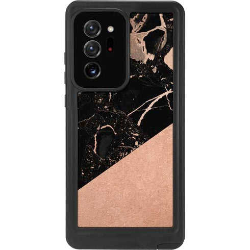Black and Rose Gold Marble Split Galaxy Note20 Ultra 5G Waterproof Case